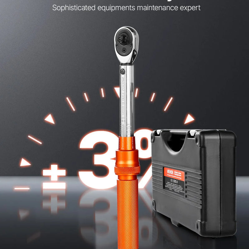 Klikšķa momentatslēgu komplekts, 6,35 mm, 2,3–27,1 Nm, oranža