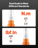 Klikšķa momentatslēgu komplekts, 6,35 mm, 2,3–27,1 Nm, oranža