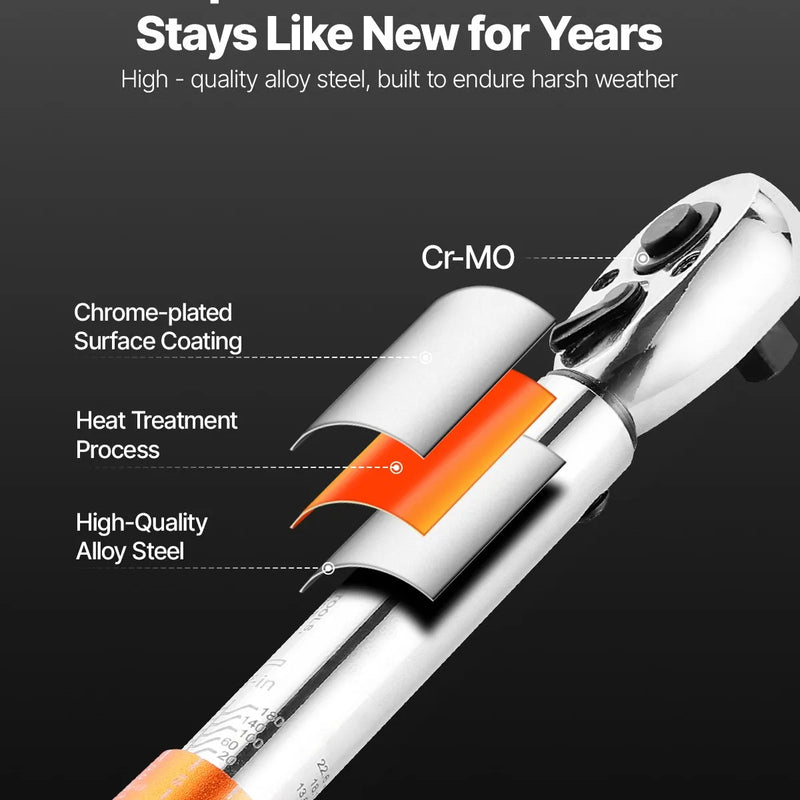 Klikšķa momentatslēgu komplekts, 6,35 mm, 2,3–22,6 Nm, oranža