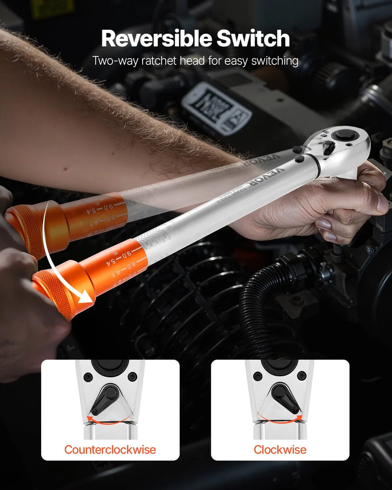 Klikšķa momentatslēgu komplekts, 3 daļas, 6,35 / 9,5 / 12,7 mm, divvirzienu