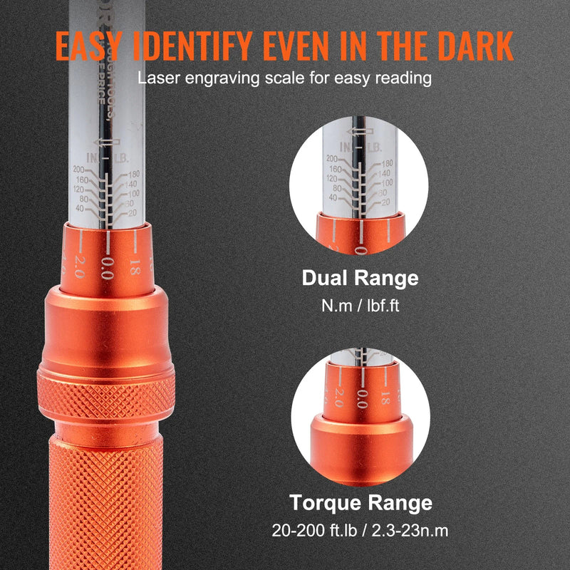 Griezes atslēga 6,35 mm, klikšķa mehānisms, 3-23 Nm, divvirzienu regulējama, ar skalām, adapteriem un pagarinājumu