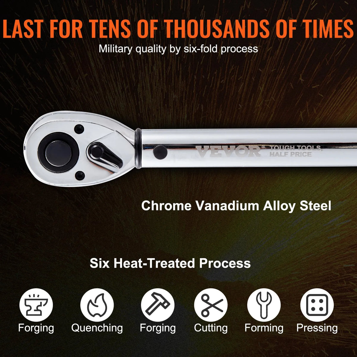 VEVOR Click Torque Wrench 12.7 mm, 34–340 Nm, Bidirectional Adjustable, with Scales, Adapters and Extension Bar