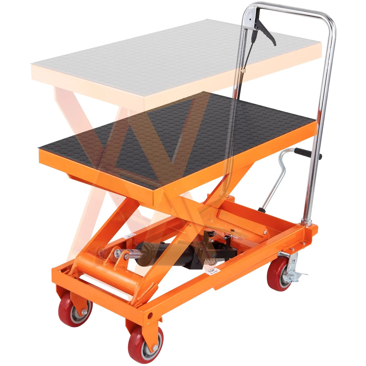 VEVOR Hydraulic Lift Table Trolley 500 kg, Manual Single Scissor Lifting Table with 4 Wheels and Non-Slip Surface for Material Handling and Transport