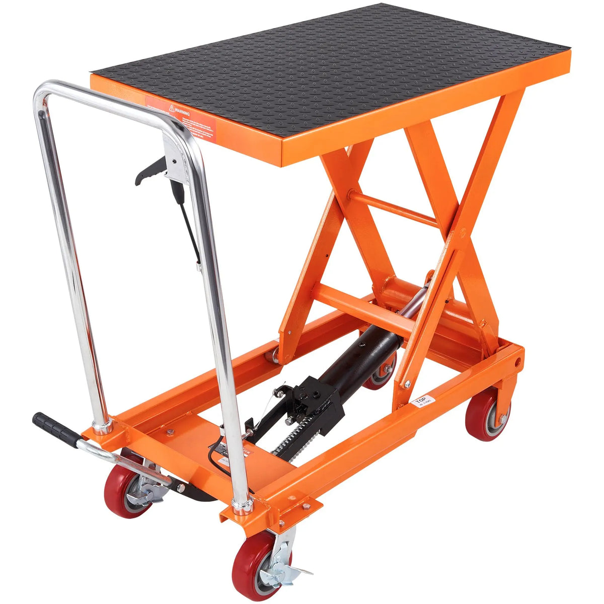 VEVOR Hydraulic Lift Table Trolley 500 kg, Manual Single Scissor Lifting Table with 4 Wheels and Non-Slip Surface for Material Handling and Transport