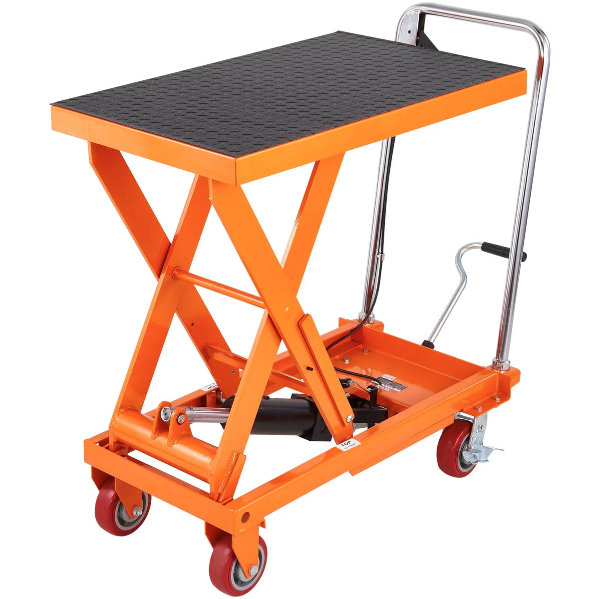VEVOR Hydraulic Lift Table Trolley 500 kg, Manual Single Scissor Lifting Table with 4 Wheels and Non-Slip Surface for Material Handling and Transport