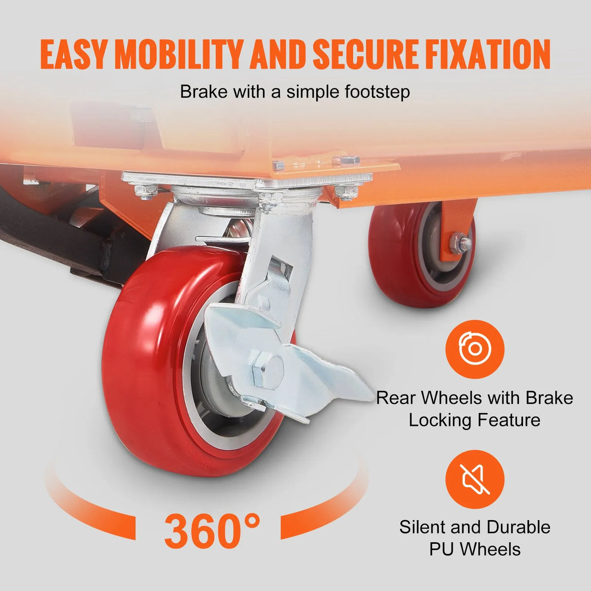 VEVOR Hydraulic Lift Table Trolley 500 kg, Manual Single Scissor Lifting Table with 4 Wheels and Non-Slip Surface for Material Handling and Transport