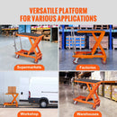 VEVOR hidrauliskais pacelšanas galds-ratiņi 500 kg, manuāls vienšķēru pacēlājgalds ar 4 riteņiem un neslīdošu pārklājumu materiālu pārvietošanai un transportēšanai