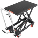 VEVOR hidrauliskais pacelšanas galds-ratiņi 230 kg, manuāls vienšķēru pacēlājgalds ar 4 riteņiem un neslīdošu pārklājumu materiālu pārvietošanai, melns