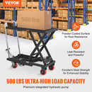 VEVOR hidrauliskais pacelšanas galds-ratiņi 230 kg, manuāls vienšķēru pacēlājgalds ar 4 riteņiem un neslīdošu pārklājumu materiālu pārvietošanai, melns