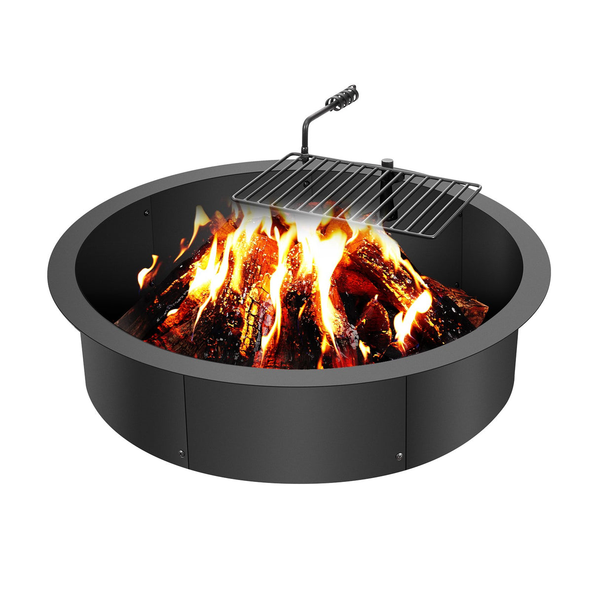 VEVOR Fire Ring with Grill Function – 89 cm Outdoor Steel DIY Fire Pit Insert