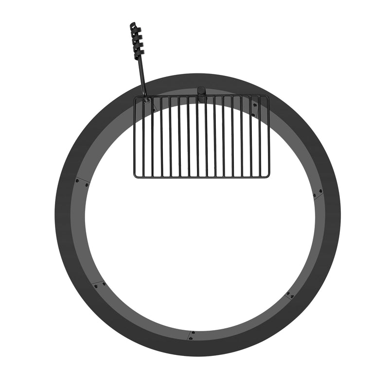 VEVOR ugunskura gredzens ar grila funkciju - 89 cm ārējais tērauda DIY ugunskura ieliktnis