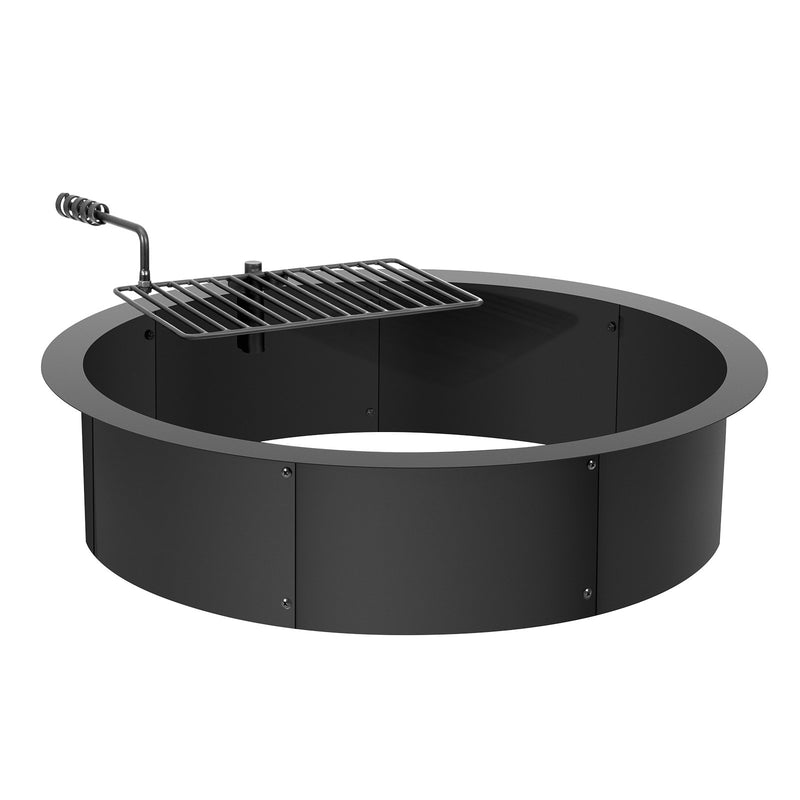 VEVOR ugunskura gredzens ar grila funkciju – 89 cm ārējais tērauda DIY ugunskura ieliktnis