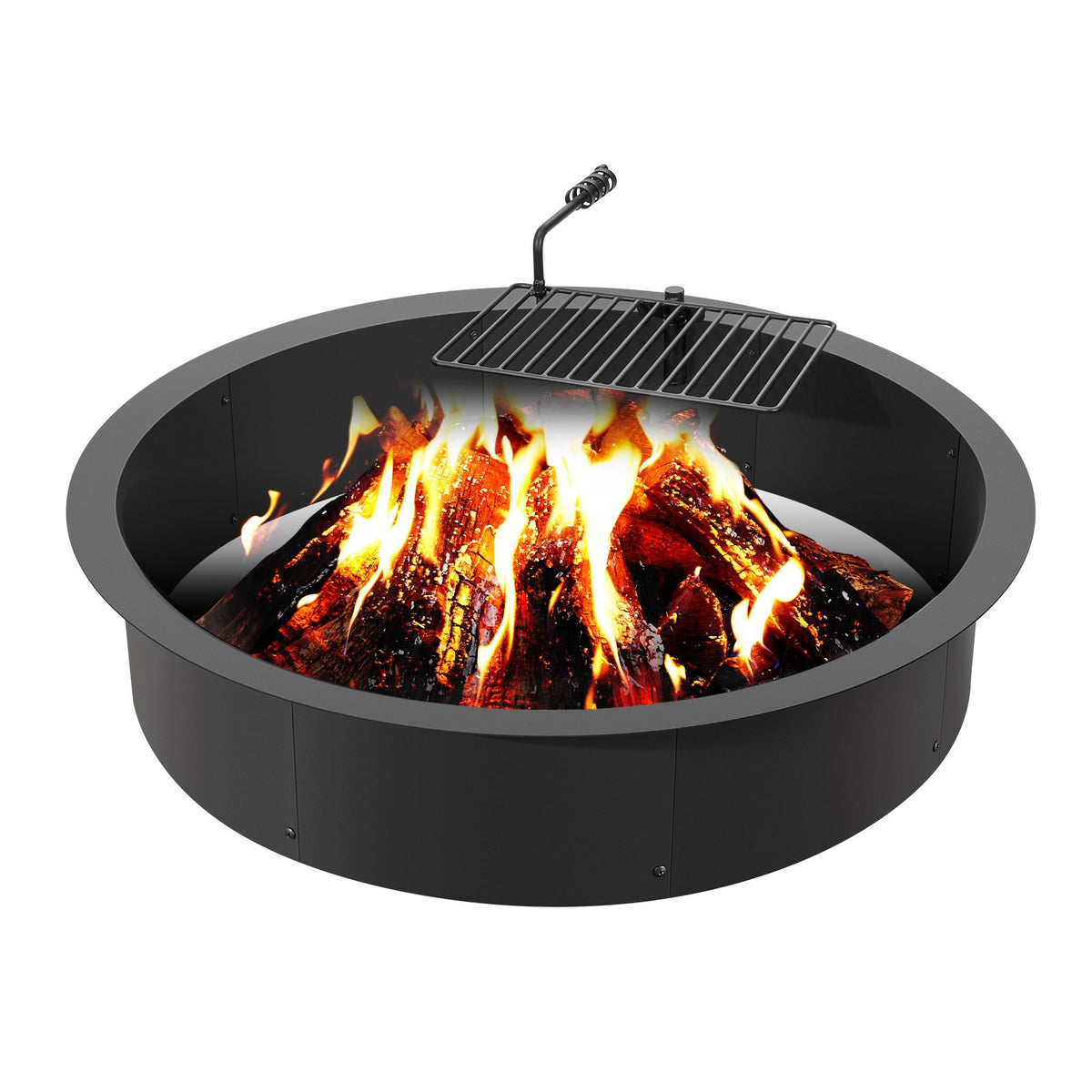 VEVOR Fire Pit Ring with Grill Function – 102 cm Outer Steel DIY Fire Pit Insert