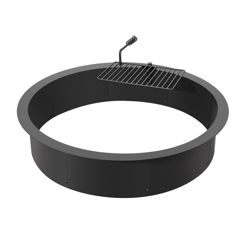 VEVOR ugunskura gredzens ar grila funkciju – 102 cm ārējais tērauda DIY ugunskura ieliktnis