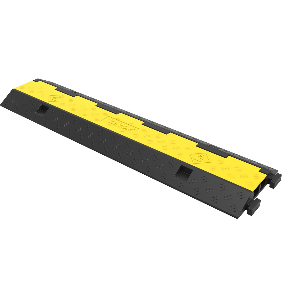VEVOR Cable Protector Speed Bump, 5 Pieces with 2 Channels Modular Rubber Speed Bump with 5000 kg Load Capacity, Protective Cable Ramp for Driveways, Rubber Speed Bumps and Cable Protectors