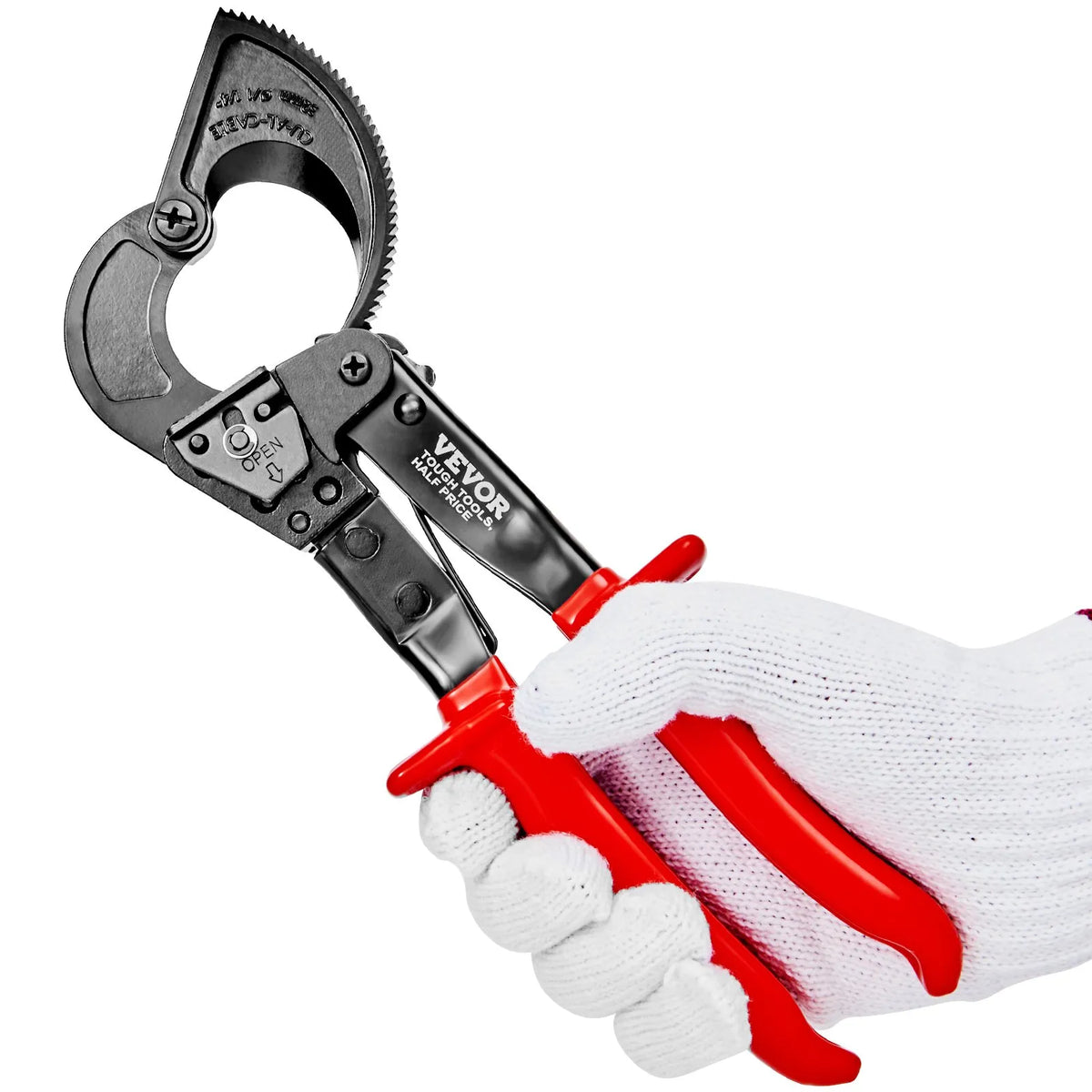 VEVOR Ratchet Cable Cutter 25.4 cm, Cuts Up to 240 mm², with Ergonomic Handle, Quick-Release Lever and Silicon-Manganese Steel Blade