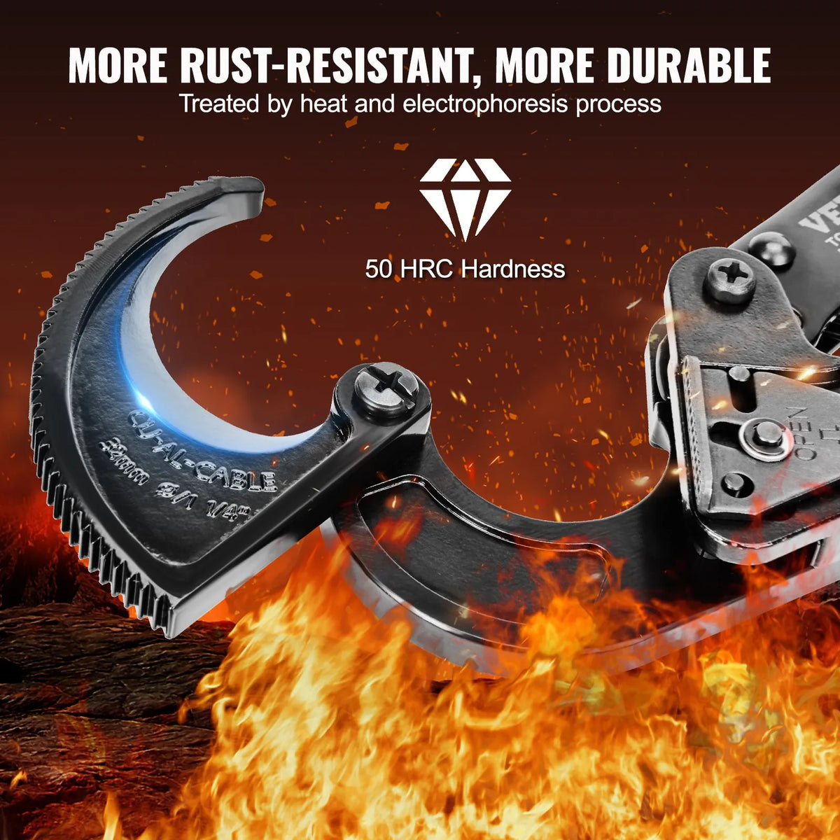 VEVOR Ratchet Cable Cutter 25.4 cm, Cuts Up to 240 mm², with Ergonomic Handle, Quick-Release Lever and Silicon-Manganese Steel Blade
