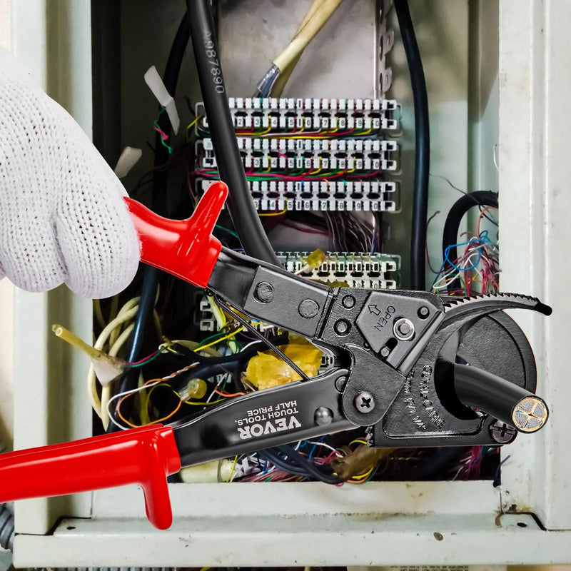 Ratslējdzinēja kabeļu griezējs 25,4 cm, griež līdz 240 mm², ar ērtu rokturi, ātras atbrīvošanas sviru un silīcija-mangāna tērauda asmeni