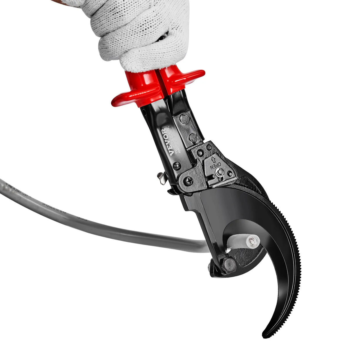 VEVOR Ratchet Cable Cutter 280 mm, Cuts up to 400 mm², with Comfortable Handle, Quick-Release Lever and Silicon-Manganese Steel Blade