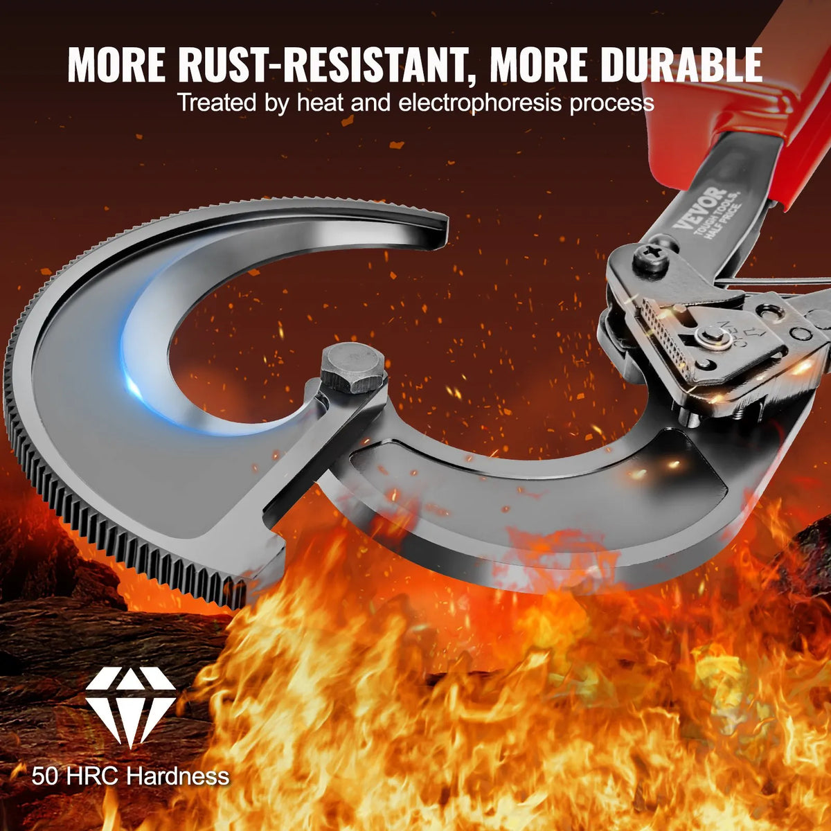 VEVOR Ratchet Cable Cutter 280 mm, Cuts up to 400 mm², with Comfortable Handle, Quick-Release Lever and Silicon-Manganese Steel Blade