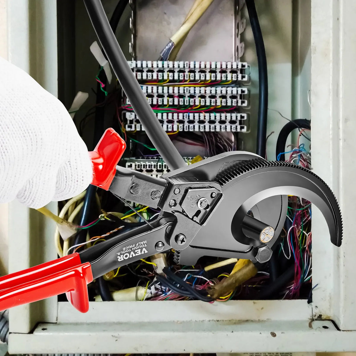 VEVOR Ratchet Cable Cutter 280 mm, Cuts up to 400 mm², with Comfortable Handle, Quick-Release Lever and Silicon-Manganese Steel Blade