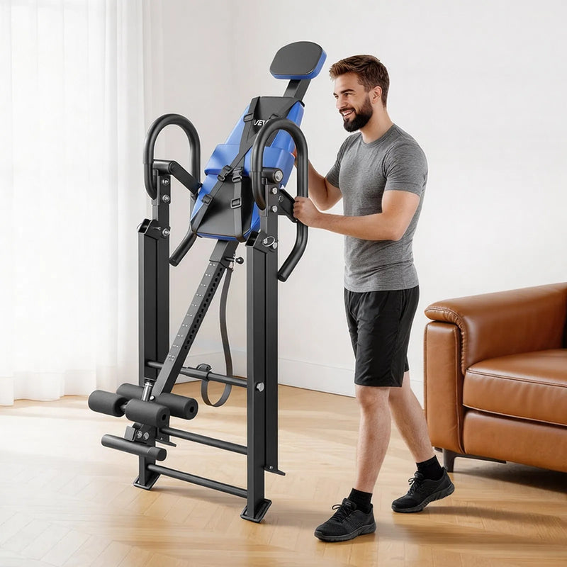VEVOR inversijas galds līdz 136 kg, smagas slodzes muguras stiepšanas galds ar dubulto potīšu fiksācijas sistēmu un regulējamu inversijas leņķi, muguras, kakla un plecu atslogošanai