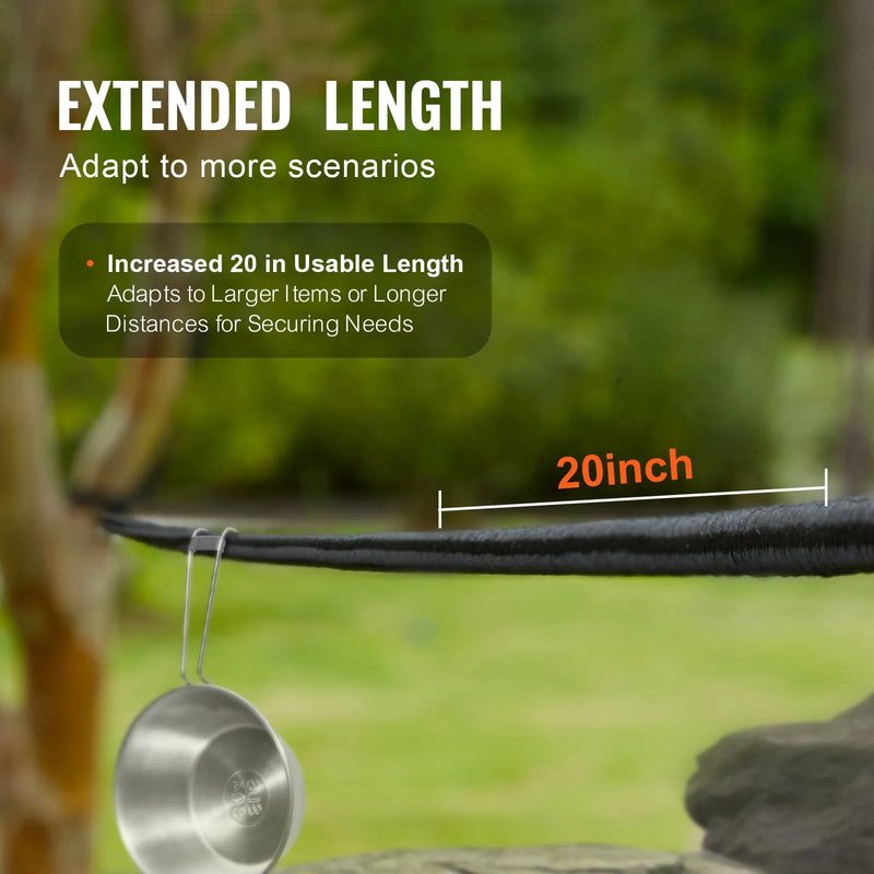 6,35 mm gumijas virve, 36 m rullis, smagā tipa gumijas stiprinājumi ar 100% izstiepumu