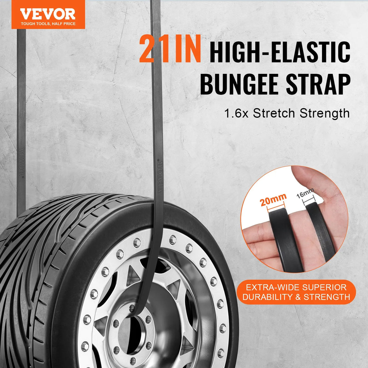50 pcs flat bungee straps 19.8 mm with S-hook