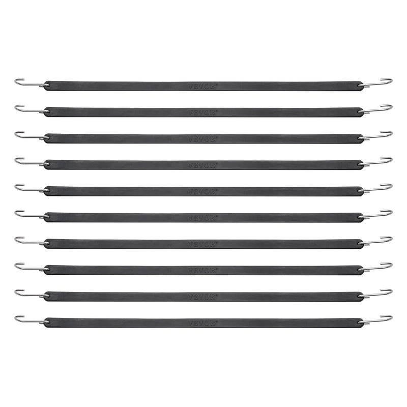 10 gab. plakano gumijas trosu komplekts 20 mm, pastiprinātas, ar S-veida āķi