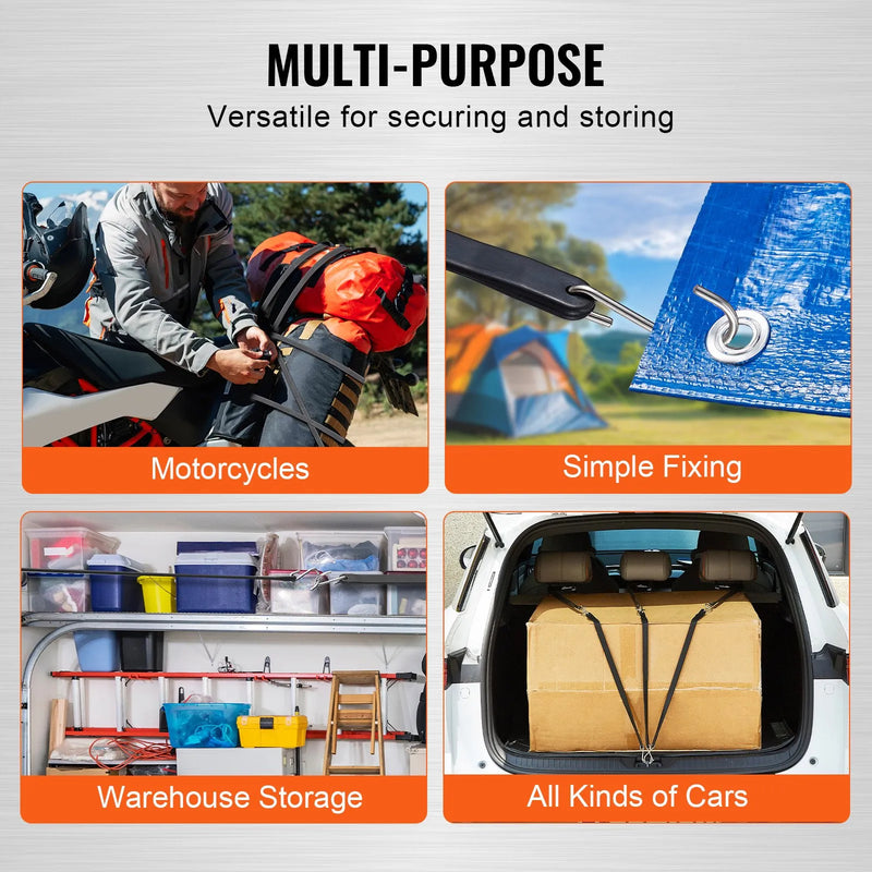 10 gab. plakano gumijas trosu komplekts 20 mm, pastiprinātas, ar S-veida āķi