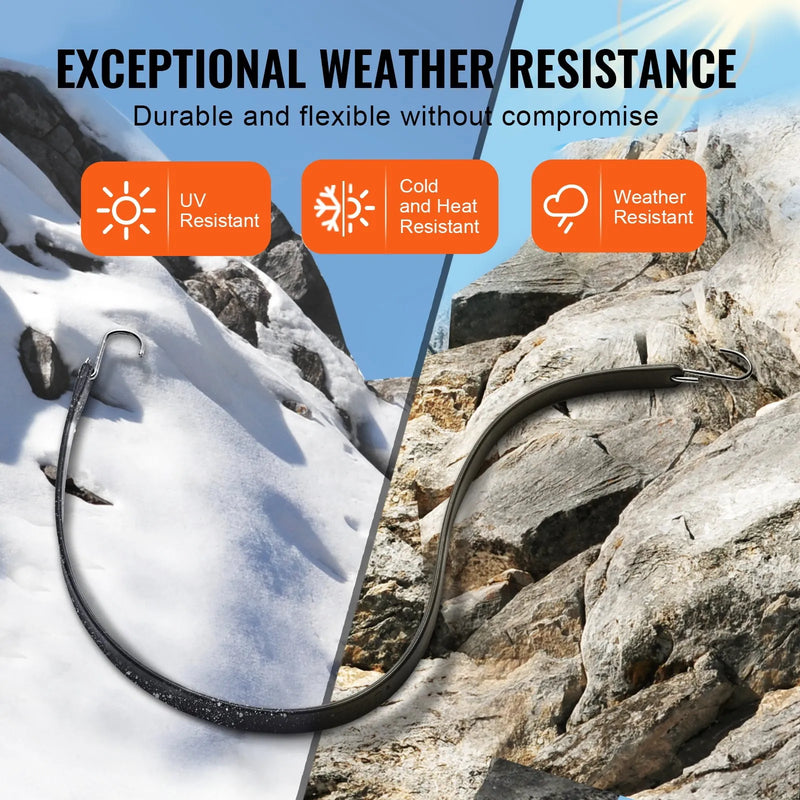 10 gab. plakanās gumijas troses komplekts 20 mm smagas slodzes ar S-veida āķiem, 91 cm