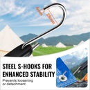 10 gab. plakanās gumijas troses komplekts 20 mm smagas slodzes ar S-veida āķiem, 91 cm