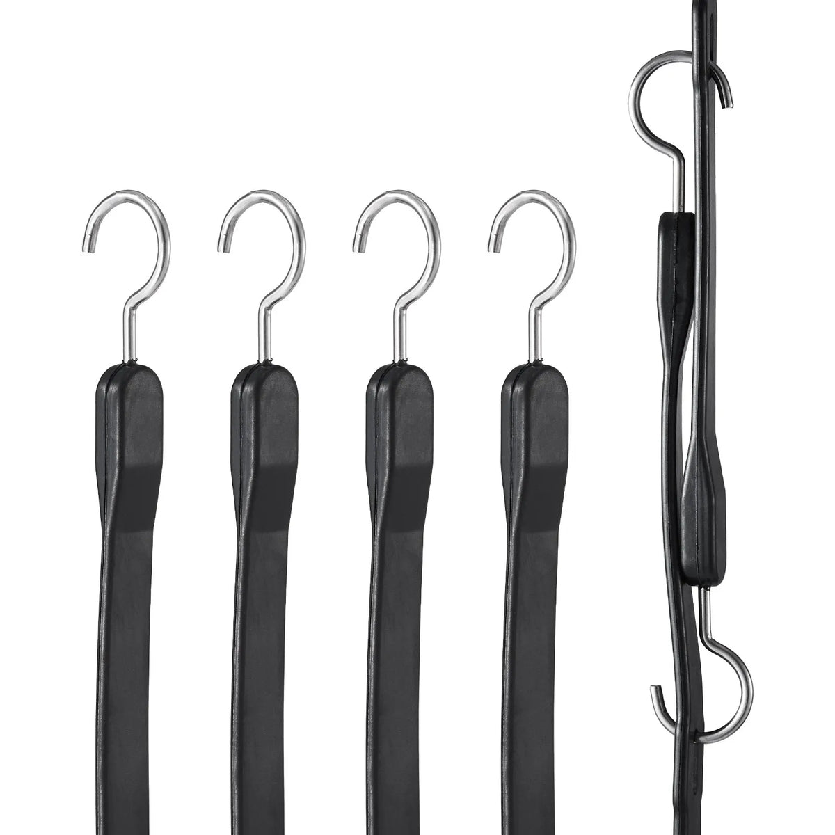 4 Pieces Flat Bungee Straps 20 mm with S-Hook 1.02 m