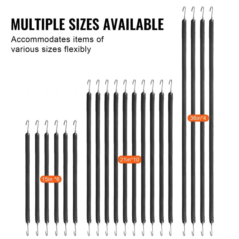 20 gab. plakano elastīgo stiprināšanas auklu komplekts 20 mm smagas slodzes ar S-veida āķiem
