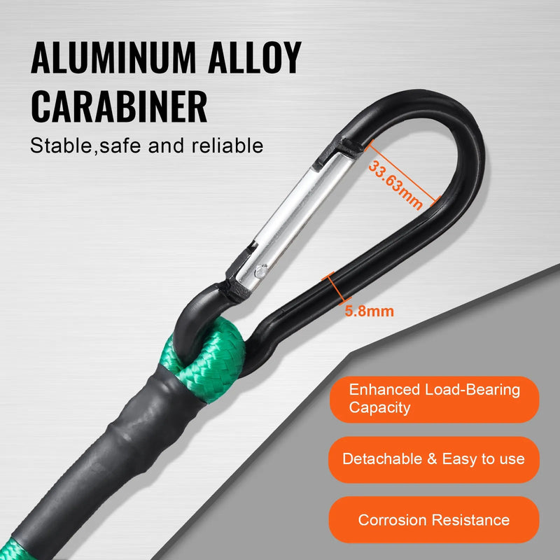 30 gab. elastīgo stiprināšanas auklu komplekts 8 mm smagas slodzes ar tērauda karabīnēm