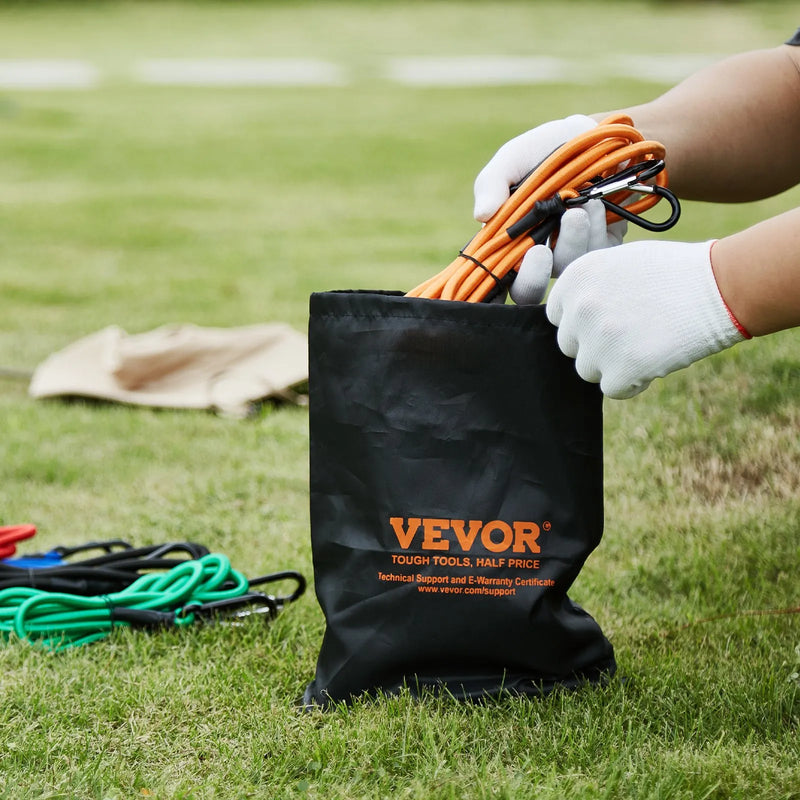 30 gab. elastīgo stiprināšanas auklu komplekts 8 mm smagas slodzes ar tērauda karabīnēm