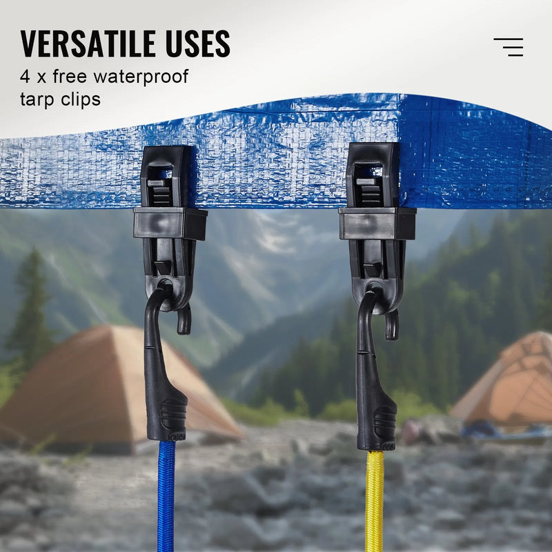 32 gab. elastīgo stiprināšanas auklu komplekts 8 mm smagas slodzes ar A3 tērauda āķiem