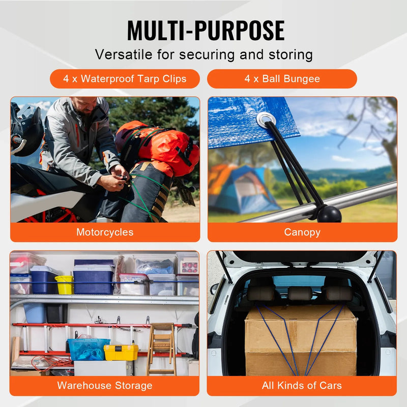 32 gab. elastīgo stiprināšanas auklu komplekts 8 mm smagas slodzes ar A3 tērauda āķiem