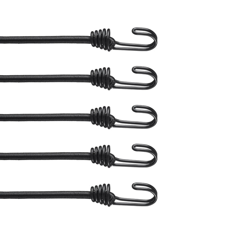 12 gab. elastīgās stiprināšanas auklas ar āķiem 81 cm smagas slodzes 8 mm melnas