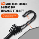 12 gab. elastīgās stiprināšanas auklas ar āķiem 81 cm smagas slodzes 8 mm melnas