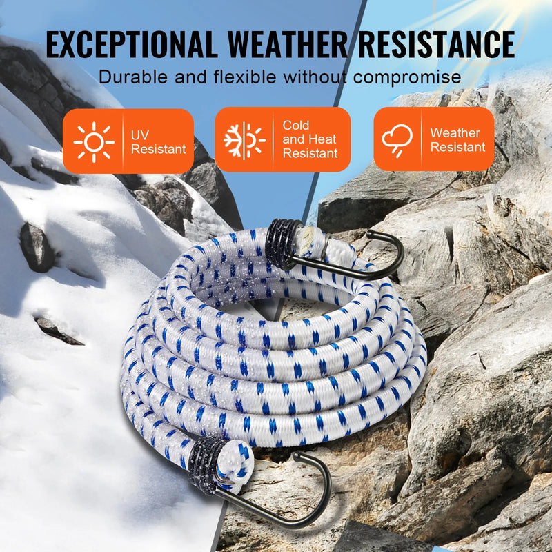 6 gab. gumijas stiprinājumi ar A3 tērauda āķiem, 183 cm smagā tipa gumijas siksnas, 12 mm