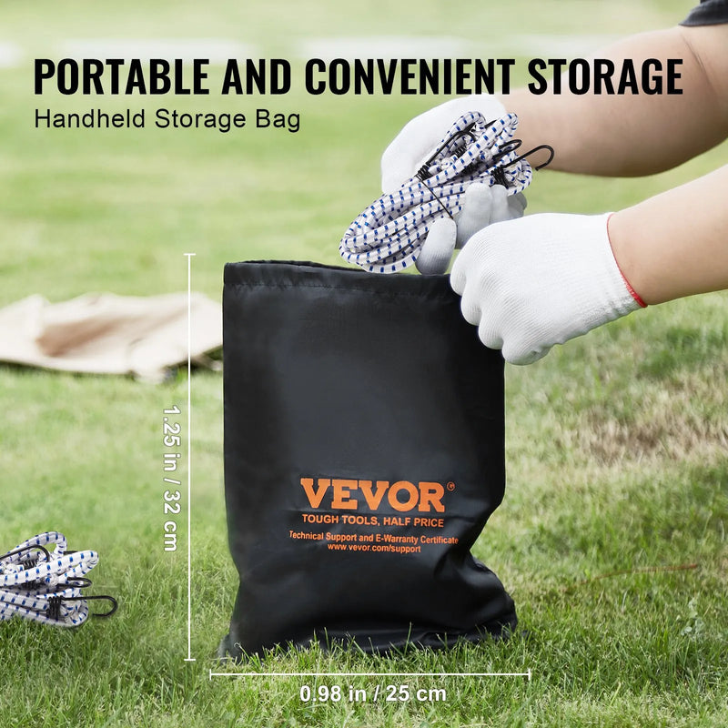 6 gab. gumijas stiprinājumi ar A3 tērauda āķiem, 183 cm smagā tipa gumijas siksnas, 12 mm