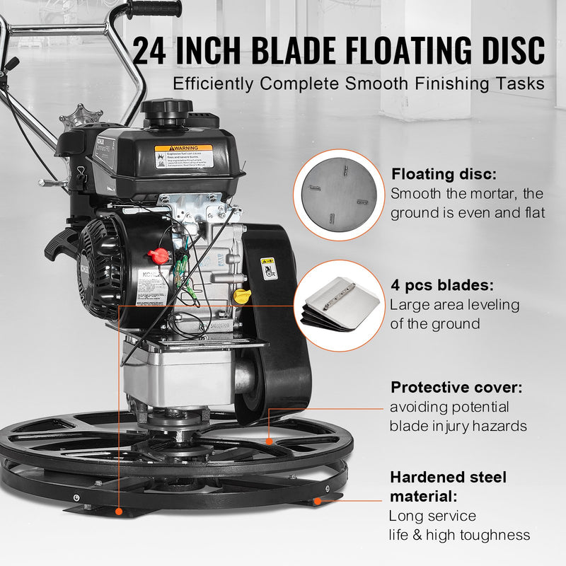 VEVOR Power Walk-Behind Cementa slīpētājs 61 cm 6HP benzīna dzinēju dzinēju