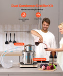 11.4L nerūsējošā tērauda destilācijas aparāts, sastāv no fermentācijas tvertnes, tvertnes vāka un dzesēšanas katla, piemērots alkohola destilācijai