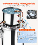 11.4L nerūsējošā tērauda destilācijas aparāts, sastāv no fermentācijas tvertnes, tvertnes vāka un dzesēšanas katla, piemērots alkohola destilācijai