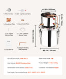 11.4L nerūsējošā tērauda destilācijas aparāts, sastāv no fermentācijas tvertnes, tvertnes vāka un dzesēšanas katla, piemērots alkohola destilācijai