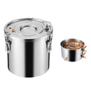 19L nerūsējošā tērauda destilācijas aparāts ar iebūvētu termometru uz vāka un ūdens cirkulācijas sūkni, piemērots alkohola destilācijai