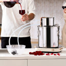 19L nerūsējošā tērauda destilācijas aparāts ar iebūvētu termometru uz vāka un ūdens cirkulācijas sūkni, piemērots alkohola destilācijai