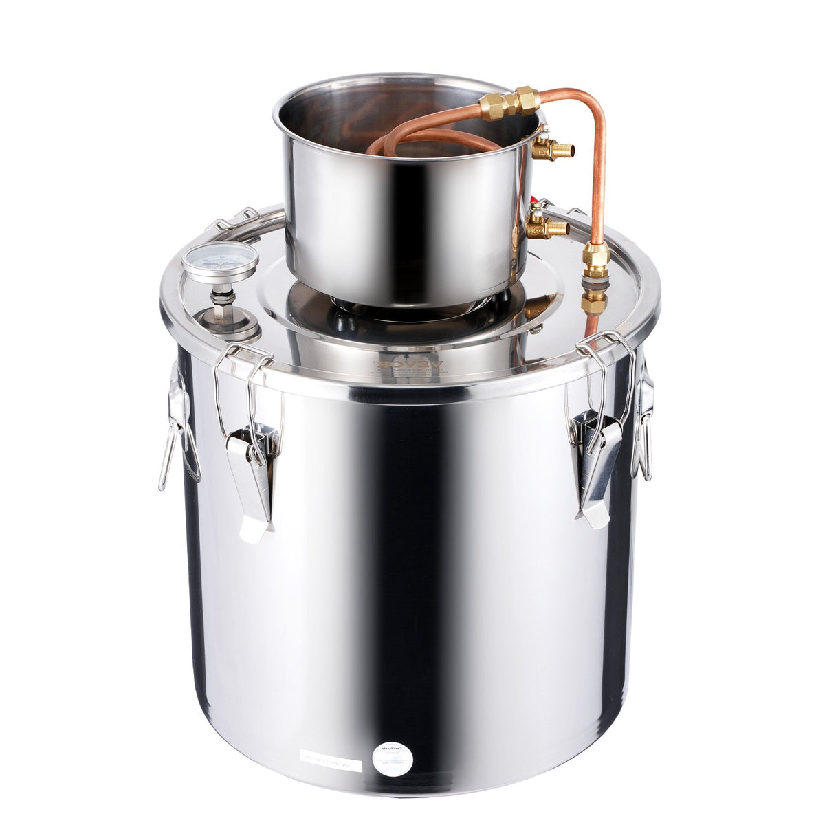 VEVOR Distillation Apparatus 30 l with Thermometer in Lid and Circulation Pump, for Alcohol