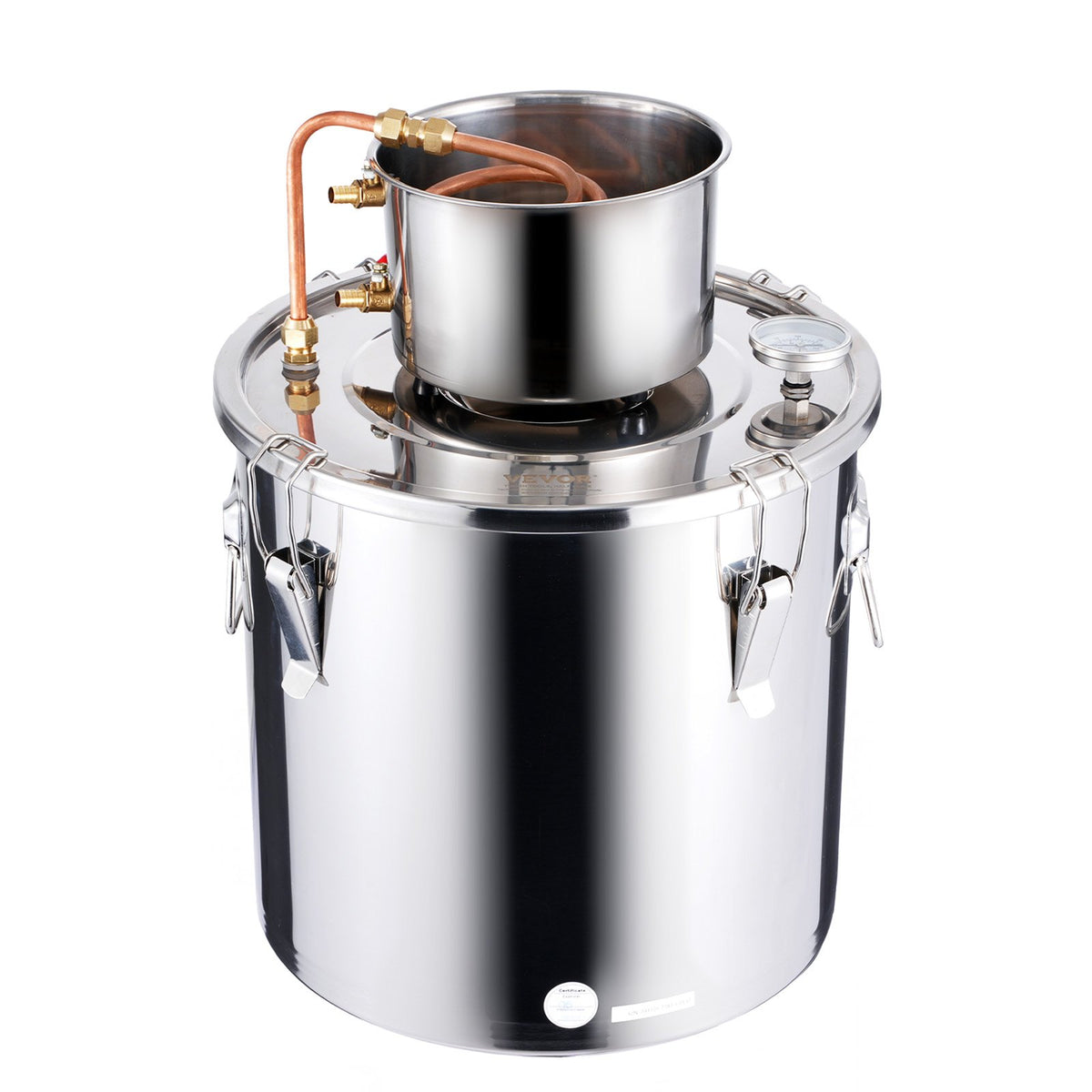 VEVOR Distillation Apparatus 30 l with Thermometer in Lid and Circulation Pump, for Alcohol